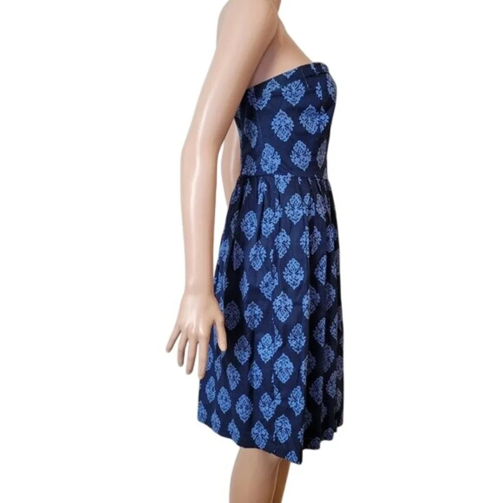 Old Navy Strapless Dress womens S/6 Blue 100% cotton boho mini A-line sweetheart